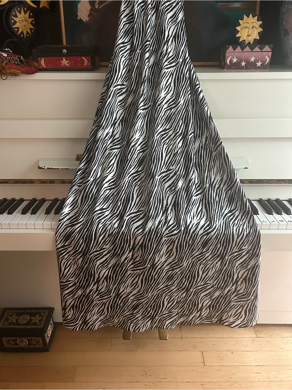 La Vie en Rose Zebra Print Satin Maxi Nightgown Slip Dress Size Large - Picture 8 of 13